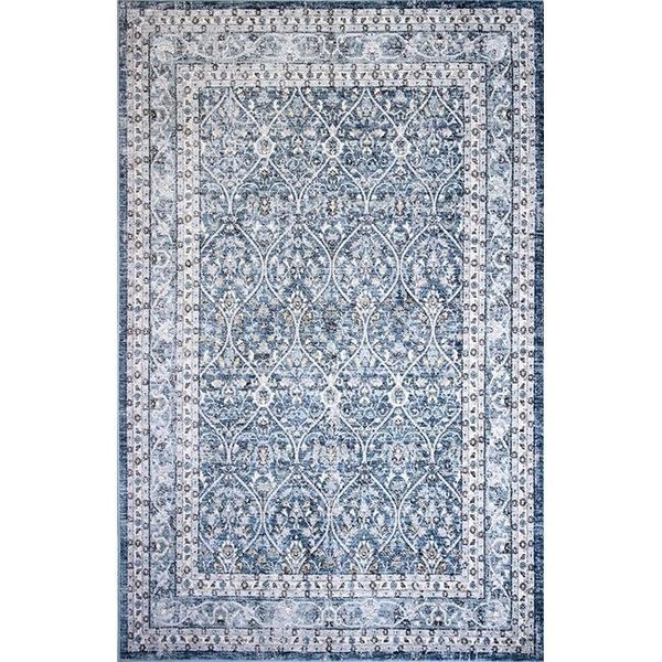 Bashian Bashian B128-BL-2.6X4.6-BR105 2 ft. 6 in. x 4 ft. 6 in. Bradford Collection Transitional Polyester Power Loom Area Rug; Blue B128-BL-2.6X4.6-BR105